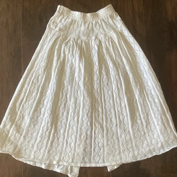 Vintage Doily Pointelle Knitted Button Down Crochet Midi Maxi Skirt🐇 - Picture 3 of 4